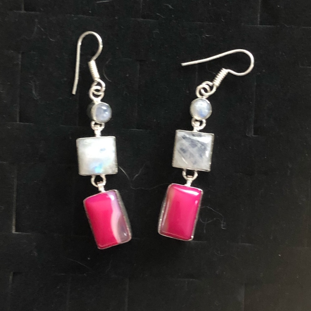 Brand new silver earrings authentic stone